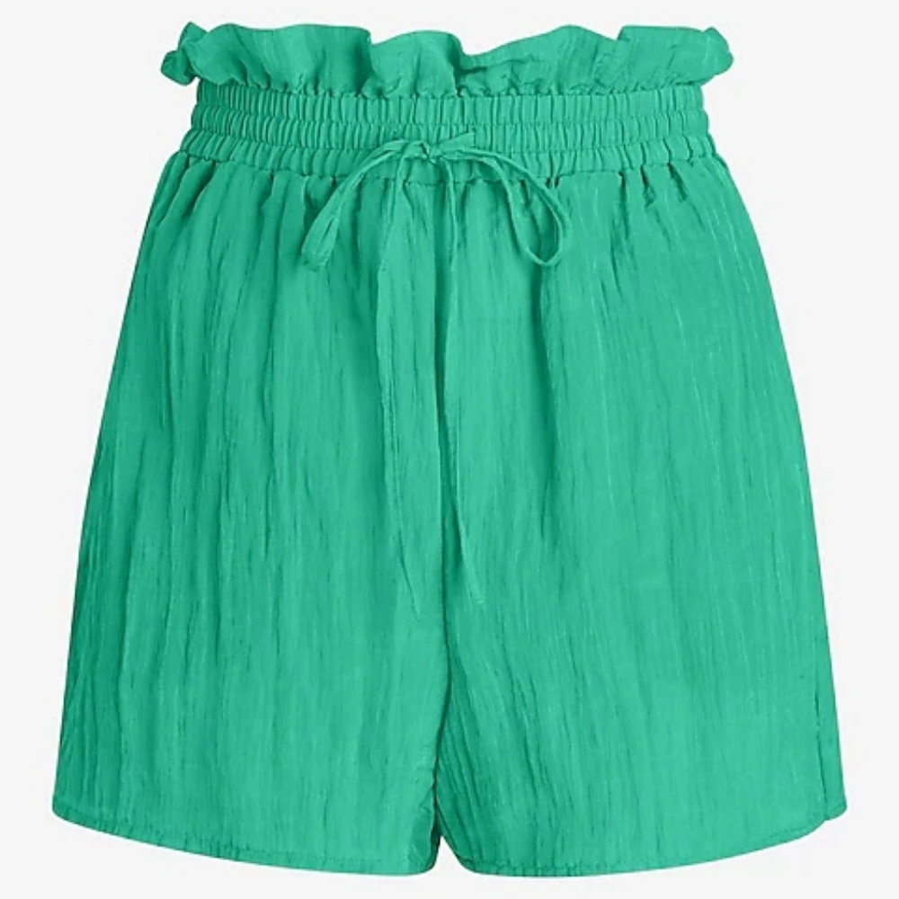 Super High Waisted Crinkle Drawstring Paperbag Shorts